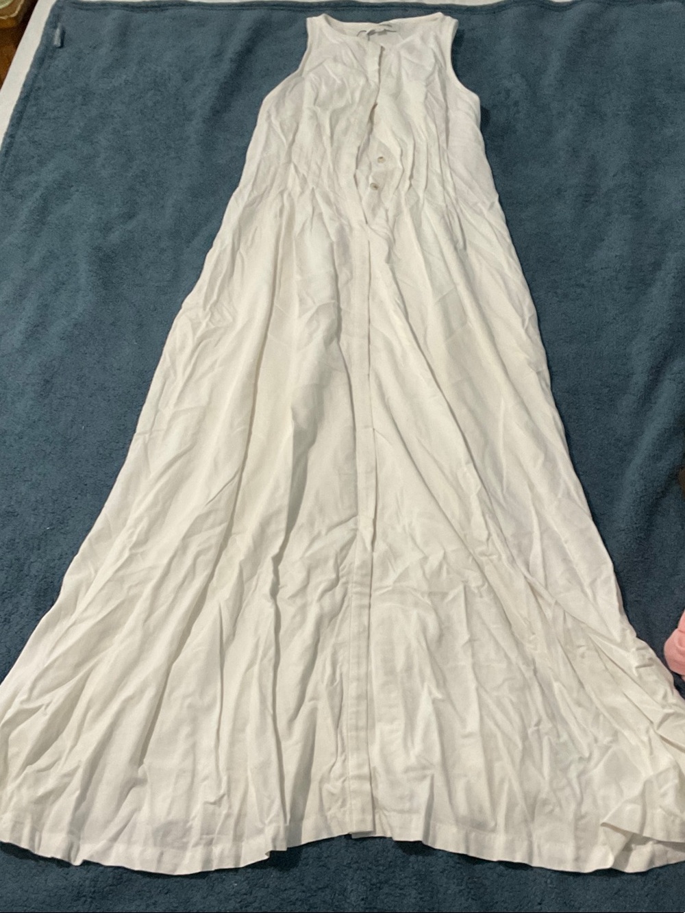 White Sleeveless Button-Front Maxi Dress